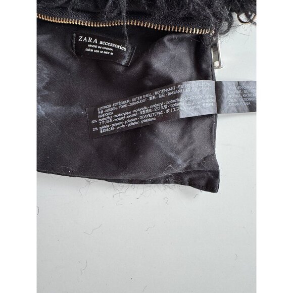 ZARA Black Faux Mongolian Fur Convertible Evening Purse Bag - Picture 13 of 16